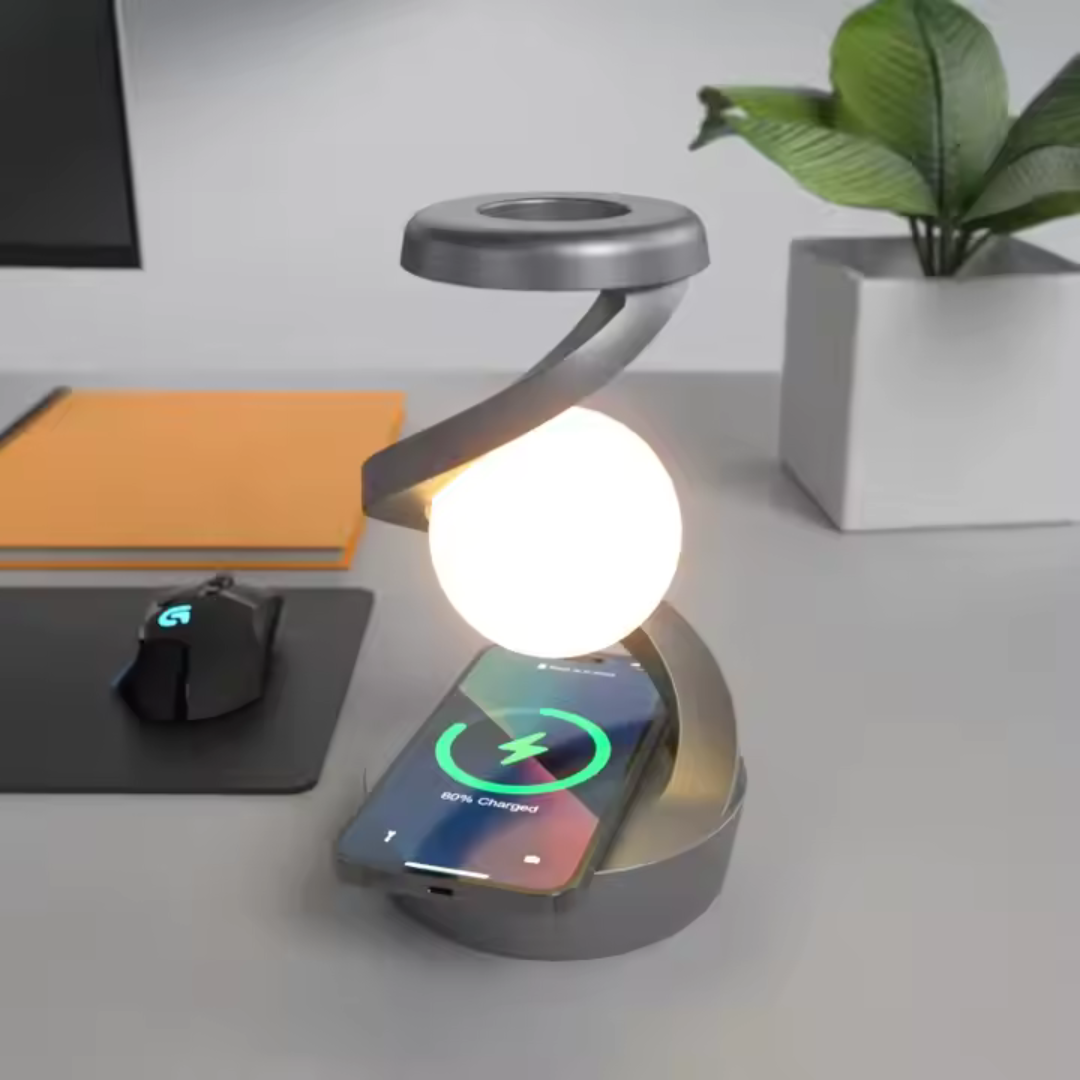 Lámpara de levitación giratoria con carga inalámbrica, decoración romántica para el hogar, RGB luz nocturna, lámpara de noche recargable