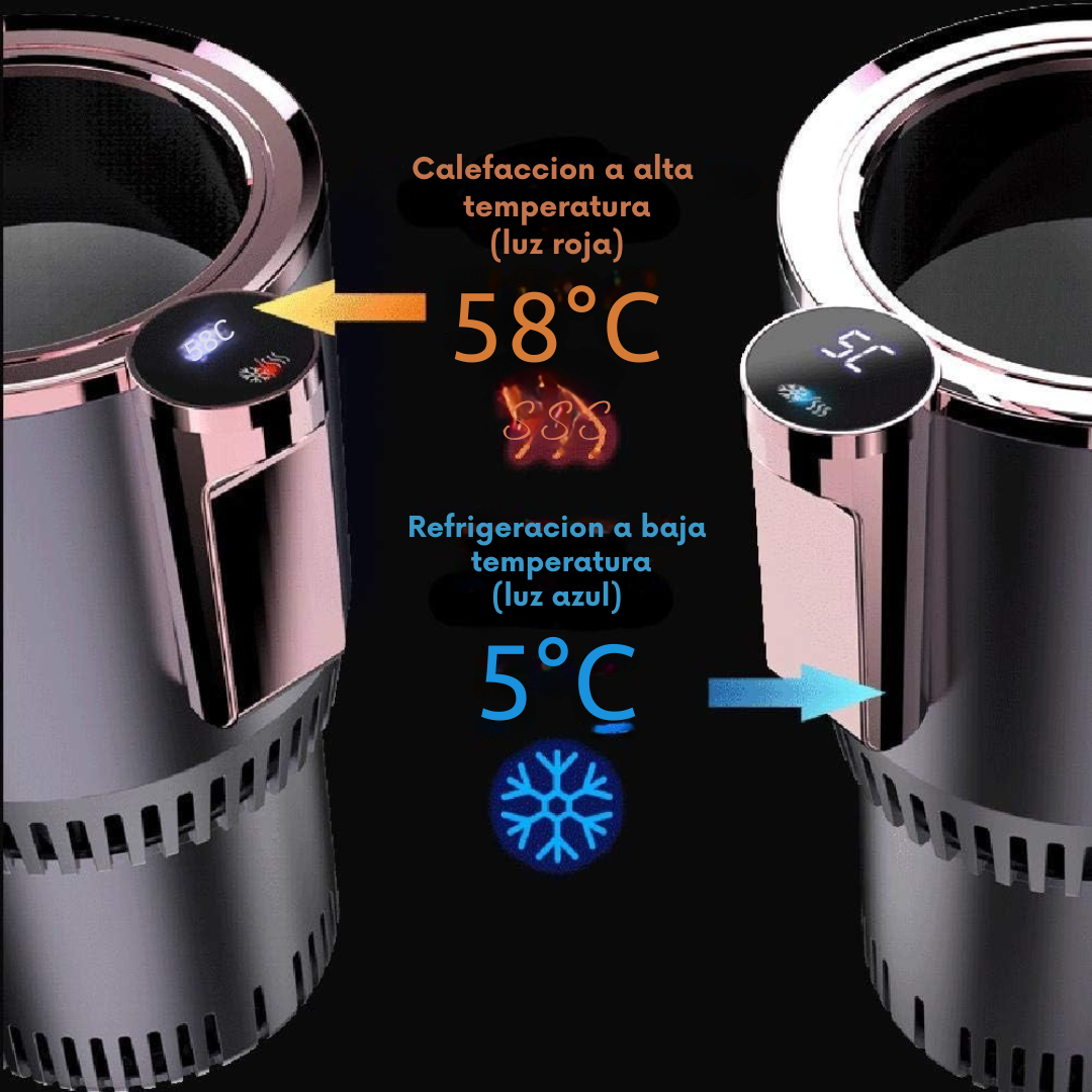 Taza Inteligente 2 en 1 PORTATIL, pantalla LED, TACTIL refrigera y calienta las bebidas