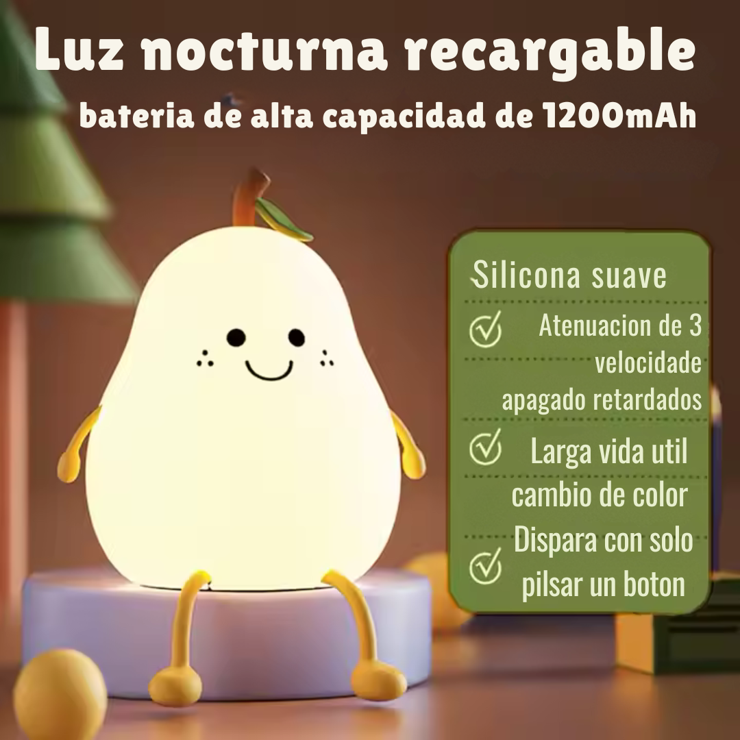 Luz De noche para niños, Linda lámpara De pera De guardería De silicona, recargable Lampara Led De Noche Fruta De Pera