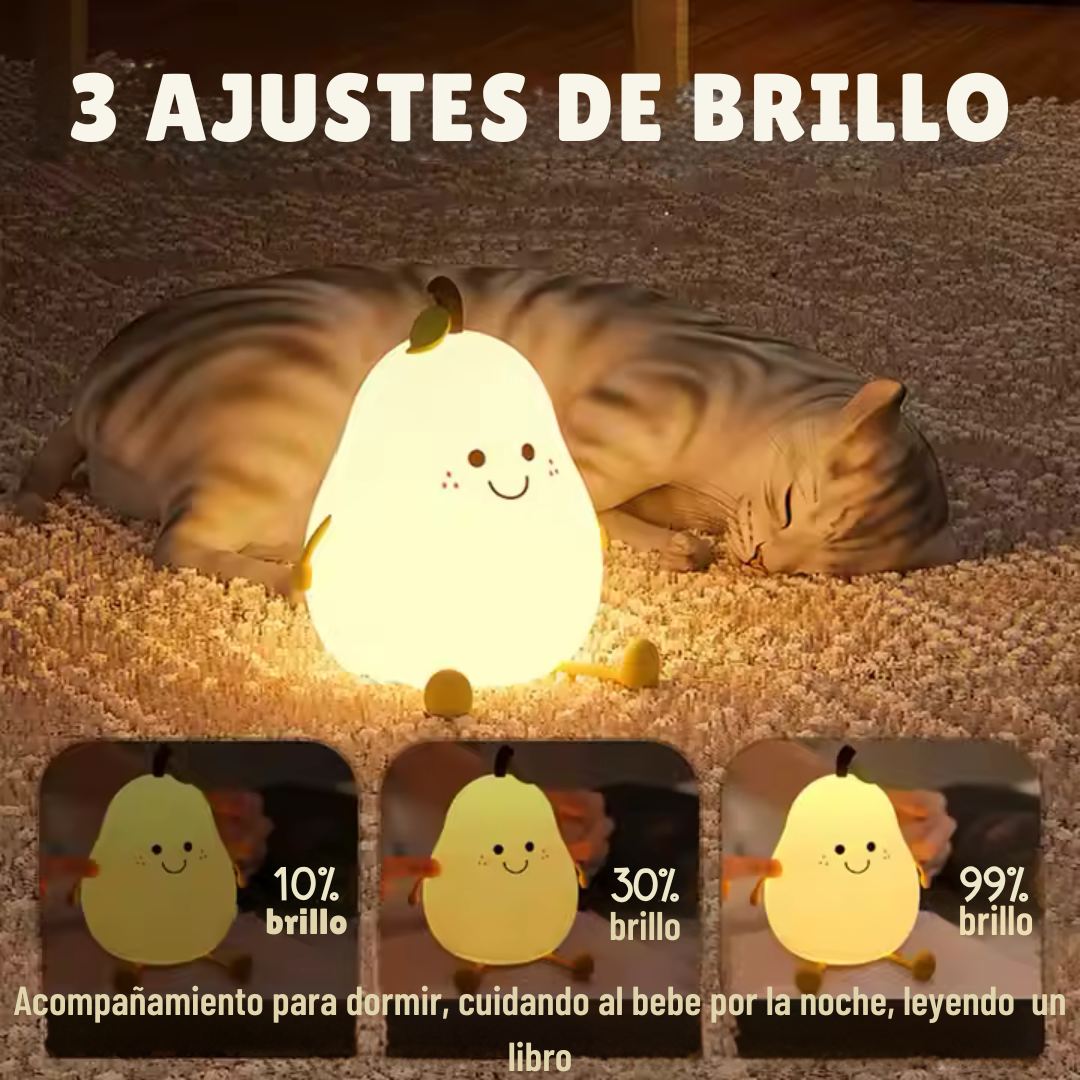 Luz De noche para niños, Linda lámpara De pera De guardería De silicona, recargable Lampara Led De Noche Fruta De Pera