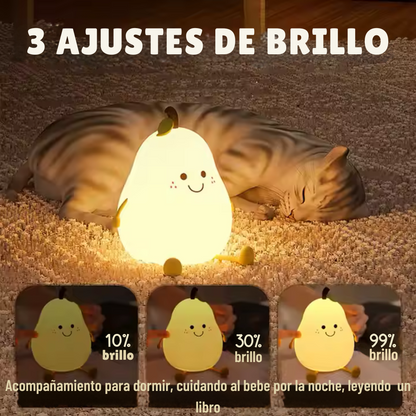 Luz De noche para niños, Linda lámpara De pera De guardería De silicona, recargable Lampara Led De Noche Fruta De Pera